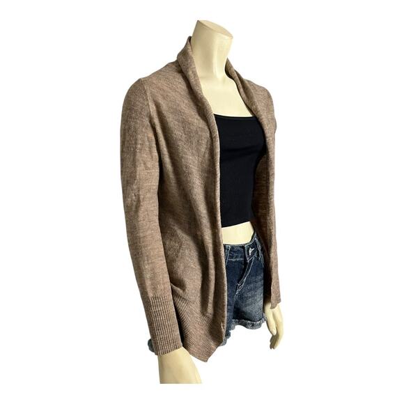 Banana Republic Italian Yarn Cardigan Sweater Tan Open front Alpaca Wool M - Picture 2 of 9